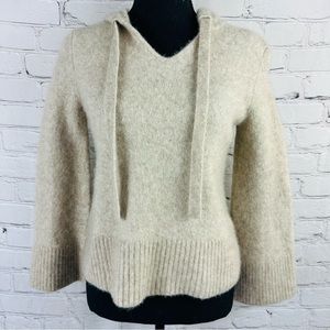 BANANA REPUBLIC CROPPED HOODIE PULLOVER BEIGE SWEATER. SIZE (S)